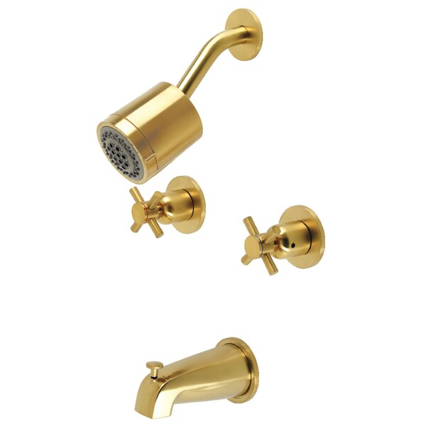 Tub and Shower Faucet, Brushed Brass, Wall Mount